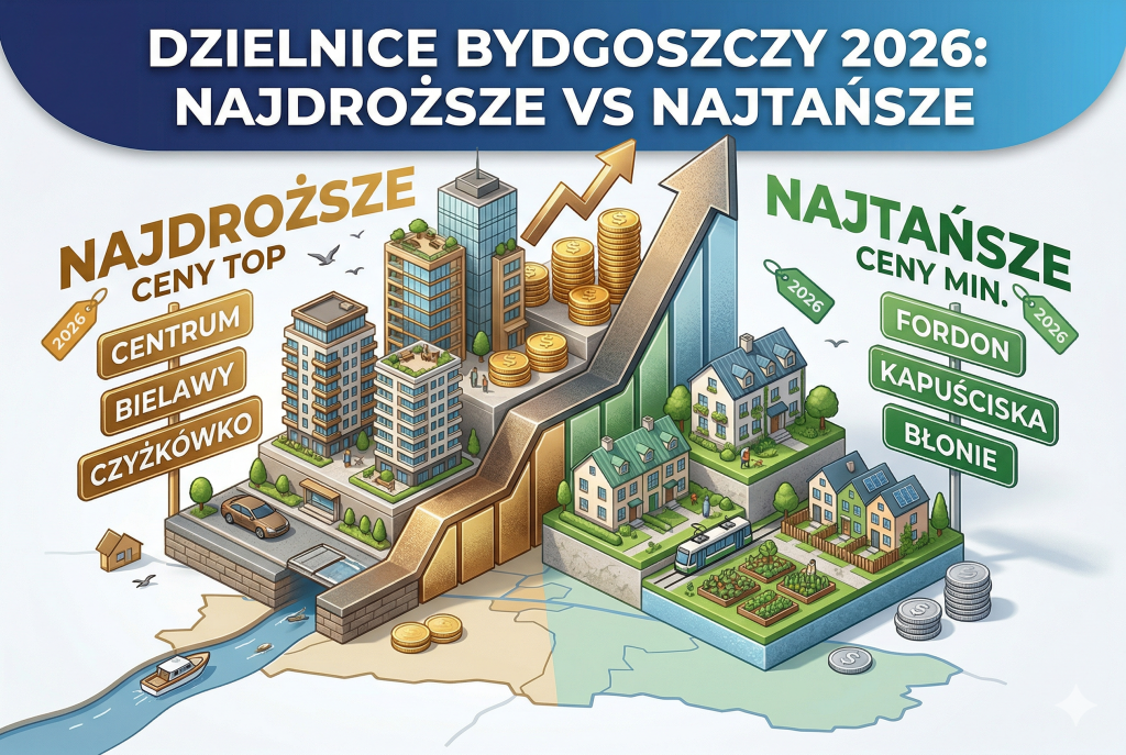 Najdroższe i najtańsze dzielnice Bydgoszczy w 2026 – ranking cen mieszkań